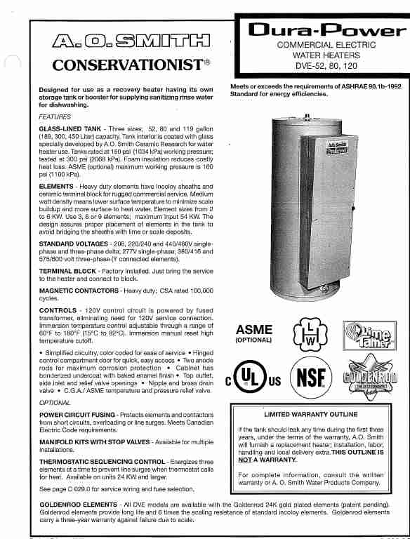 A O  Smith Water Heater DVE - 120-page_pdf